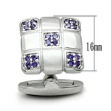 Alamode Rhodium Brass Cufflink with AAA Grade CZ in Amethyst - Alamode