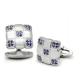 Alamode Rhodium Brass Cufflink with AAA Grade CZ in Amethyst - Alamode