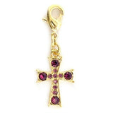 Alamode Gold Brass Pendant with Top Grade Crystal in Amethyst