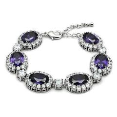 Alamode Rhodium Brass Bracelet with AAA Grade CZ in Amethyst