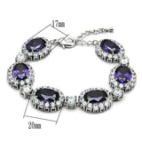 Alamode Rhodium Brass Bracelet with AAA Grade CZ in Amethyst - Alamode