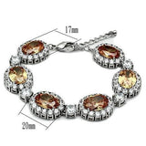 Alamode Rhodium Brass Bracelet with AAA Grade CZ in Champagne - Alamode