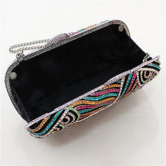 Alamode Imitation Rhodium White Metal Clutch with Top Grade Crystal in Multi Color - Flyclothing LLC