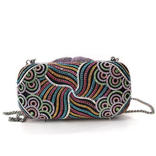 Alamode Imitation Rhodium White Metal Clutch with Top Grade Crystal in Multi Color