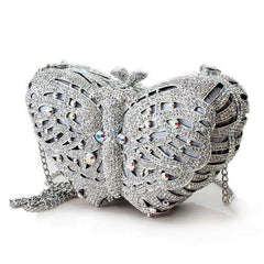 Alamode Imitation Rhodium White Metal Clutch with Top Grade Crystal in White - Flyclothing LLC