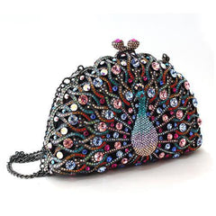 Alamode Ruthenium White Metal Clutch with Top Grade Crystal in Multi Color - Flyclothing LLC