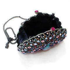 Alamode Ruthenium White Metal Clutch with Top Grade Crystal in Multi Color - Flyclothing LLC