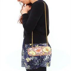 Alamode Ancientry Gold White Metal Clutch with Top Grade Crystal in Multi Color - Flyclothing LLC