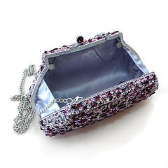 Alamode Imitation Rhodium White Metal Clutch with Top Grade Crystal in Multi Color - Flyclothing LLC