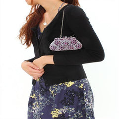 Alamode Imitation Rhodium White Metal Clutch with Top Grade Crystal in Multi Color - Flyclothing LLC