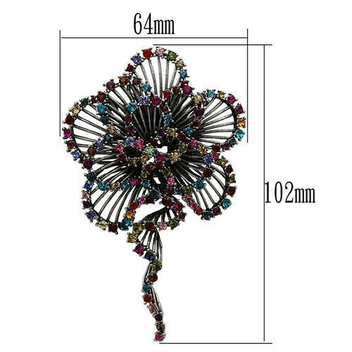 Alamode Imitation Rhodium White Metal Brooches with Top Grade Crystal in Multi Color - Flyclothing LLC