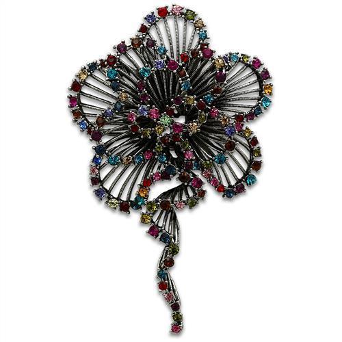 Alamode Imitation Rhodium White Metal Brooches with Top Grade Crystal in Multi Color