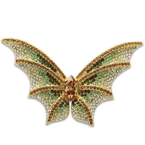 Alamode Gold White Metal Brooches with Top Grade Crystal in Multi Color