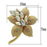 Alamode Gold White Metal Brooches with Top Grade Crystal in Aurora Borealis (Rainbow Effect) - Flyclothing LLC