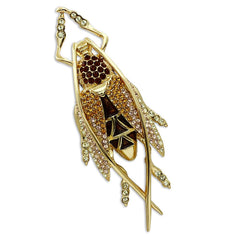 Alamode Gold White Metal Brooches with Top Grade Crystal in Multi Color