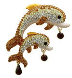 Alamode Gold White Metal Brooches with Top Grade Crystal in Multi Color