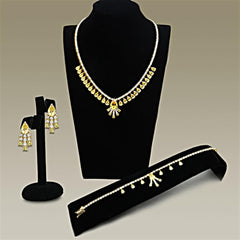 Alamode Gold Brass Jewelry Sets with AAA Grade CZ in Topaz