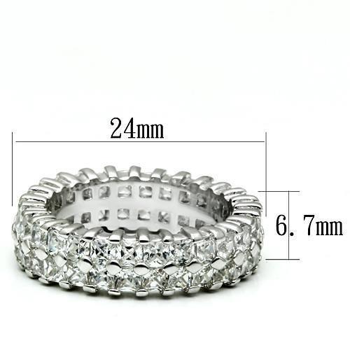 Alamode Rhodium Brass Ring with AAA Grade CZ in Clear - Flyclothing LLC