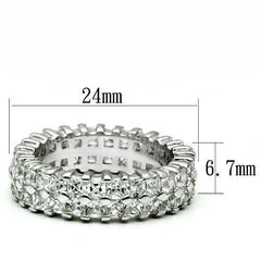 Alamode Rhodium Brass Ring with AAA Grade CZ in Clear - Flyclothing LLC