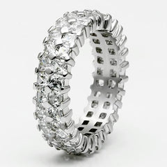 Alamode Rhodium Brass Ring with AAA Grade CZ in Clear - Flyclothing LLC