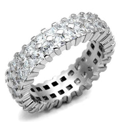 Alamode Rhodium Brass Ring with AAA Grade CZ in Clear