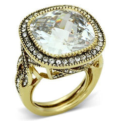 Alamode Gold Brass Ring with AAA Grade CZ in Clear