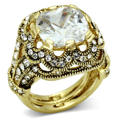 Alamode Gold Brass Ring with AAA Grade CZ in Clear