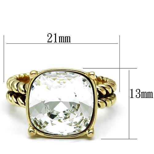 Alamode Gold Brass Ring with AAA Grade CZ in Clear - Flyclothing LLC