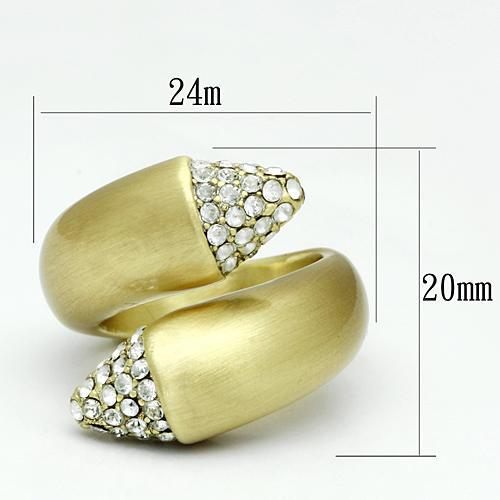 Alamode Gold & Brush Brass Ring with Top Grade Crystal in Clear - Flyclothing LLC