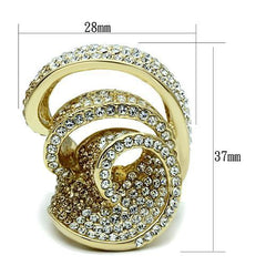 Alamode Gold Brass Ring with Top Grade Crystal in Light Smoked - Flyclothing LLC