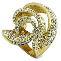 Alamode Gold Brass Ring with Top Grade Crystal in Light Smoked