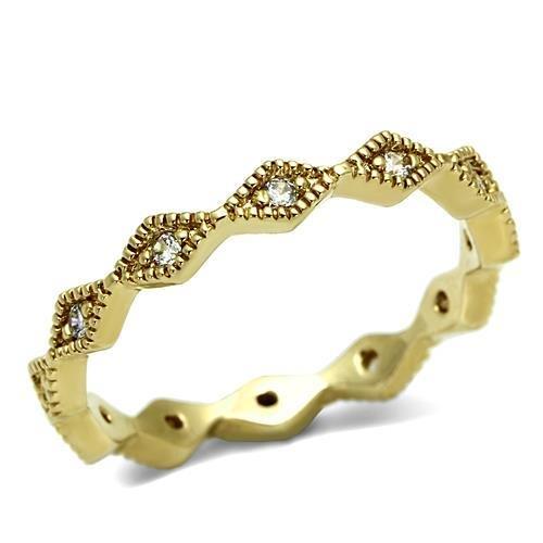 Alamode Gold Brass Ring with AAA Grade CZ in Clear