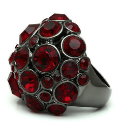 Alamode Ruthenium Brass Ring with Top Grade Crystal in Siam - Alamode