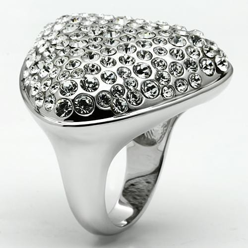 Alamode Rhodium Brass Ring with Top Grade Crystal in Clear - Alamode