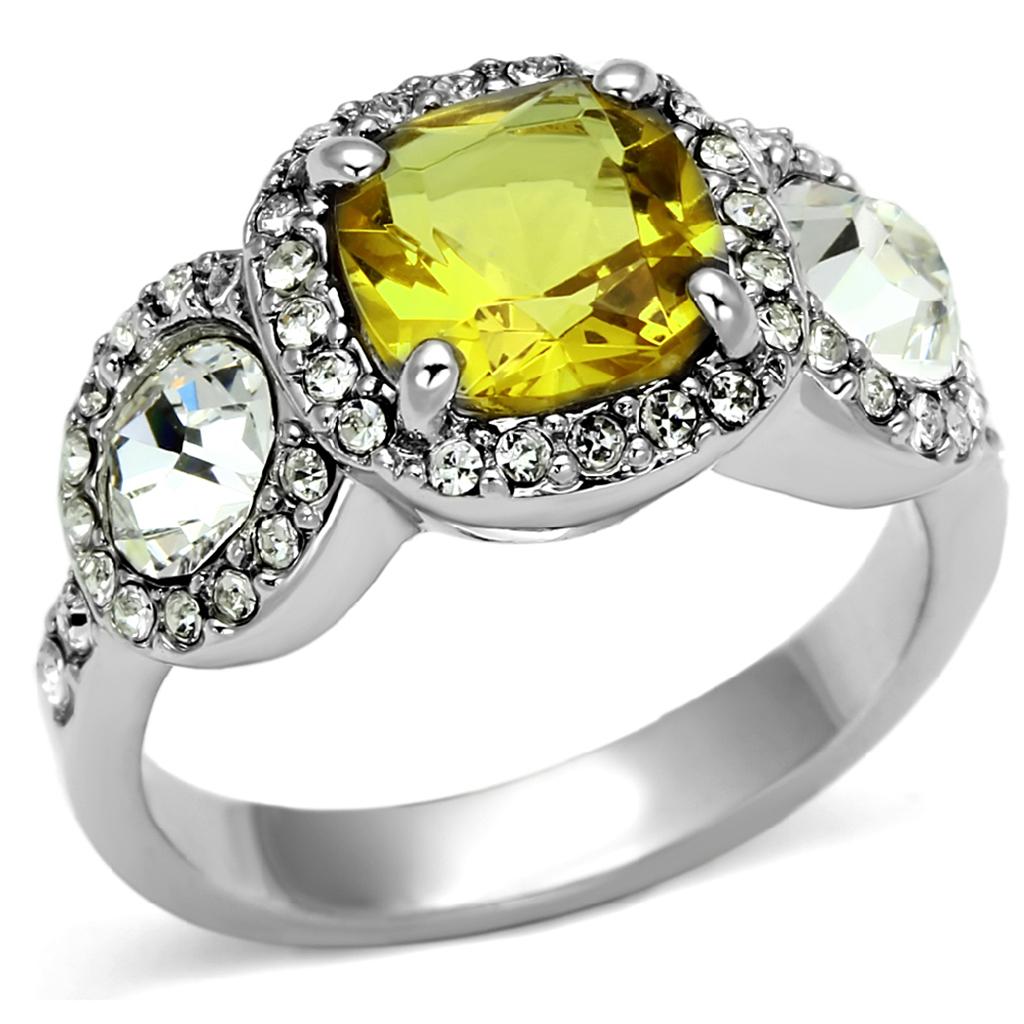 Alamode Rhodium Brass Ring with Synthetic Synthetic Glass in Topaz