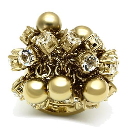 Alamode Gold Brass Ring with Top Grade Crystal in Clear