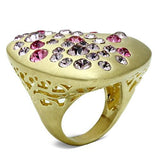 Alamode Gold & Brush Brass Ring with Top Grade Crystal in Multi Color - Flyclothing LLC