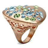 Alamode Rose Gold Brass Ring with Top Grade Crystal in Multi Color - Alamode