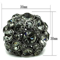 Alamode Ruthenium Brass Ring with Top Grade Crystal in Black Diamond - Alamode