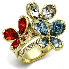 Alamode Gold Brass Ring with Assorted in Multi Color