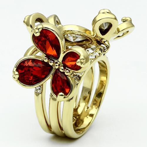 Alamode Gold Brass Ring with Assorted in Multi Color - Flyclothing LLC