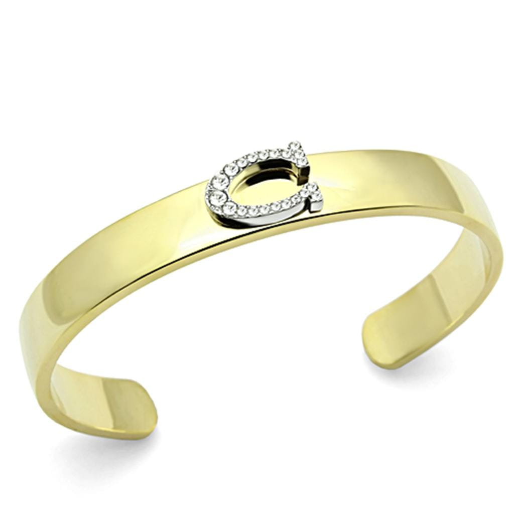 Alamode Gold+Rhodium White Metal Bangle with Top Grade Crystal in Clear - Alamode