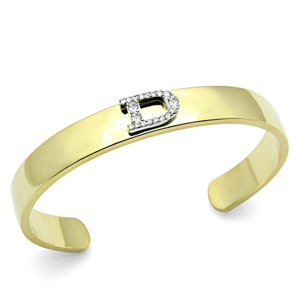 Alamode Gold+Rhodium White Metal Bangle with Top Grade Crystal in Clear - Alamode