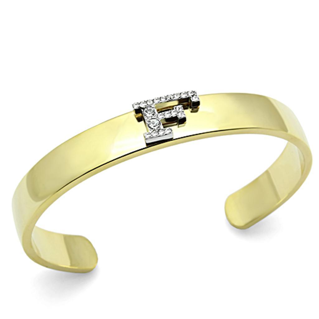 Alamode Gold+Rhodium White Metal Bangle with Top Grade Crystal in Clear - Flyclothing LLC