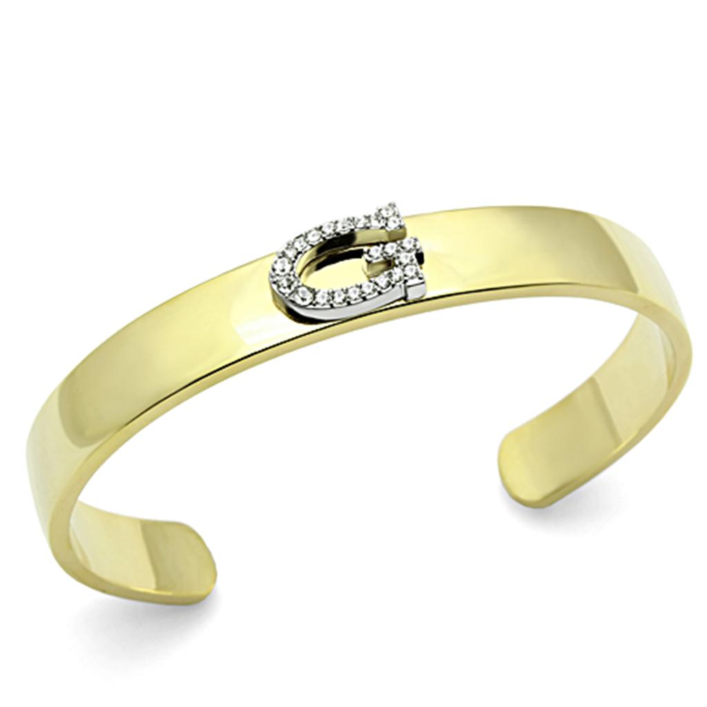 Alamode Gold+Rhodium White Metal Bangle with Top Grade Crystal in Clear