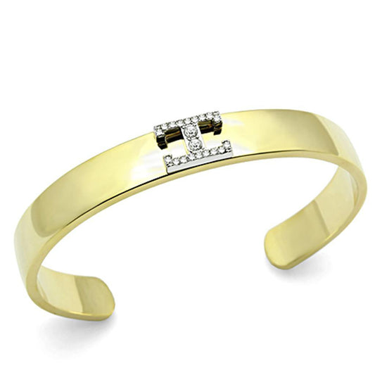 Alamode Gold+Rhodium White Metal Bangle with Top Grade Crystal in Clear