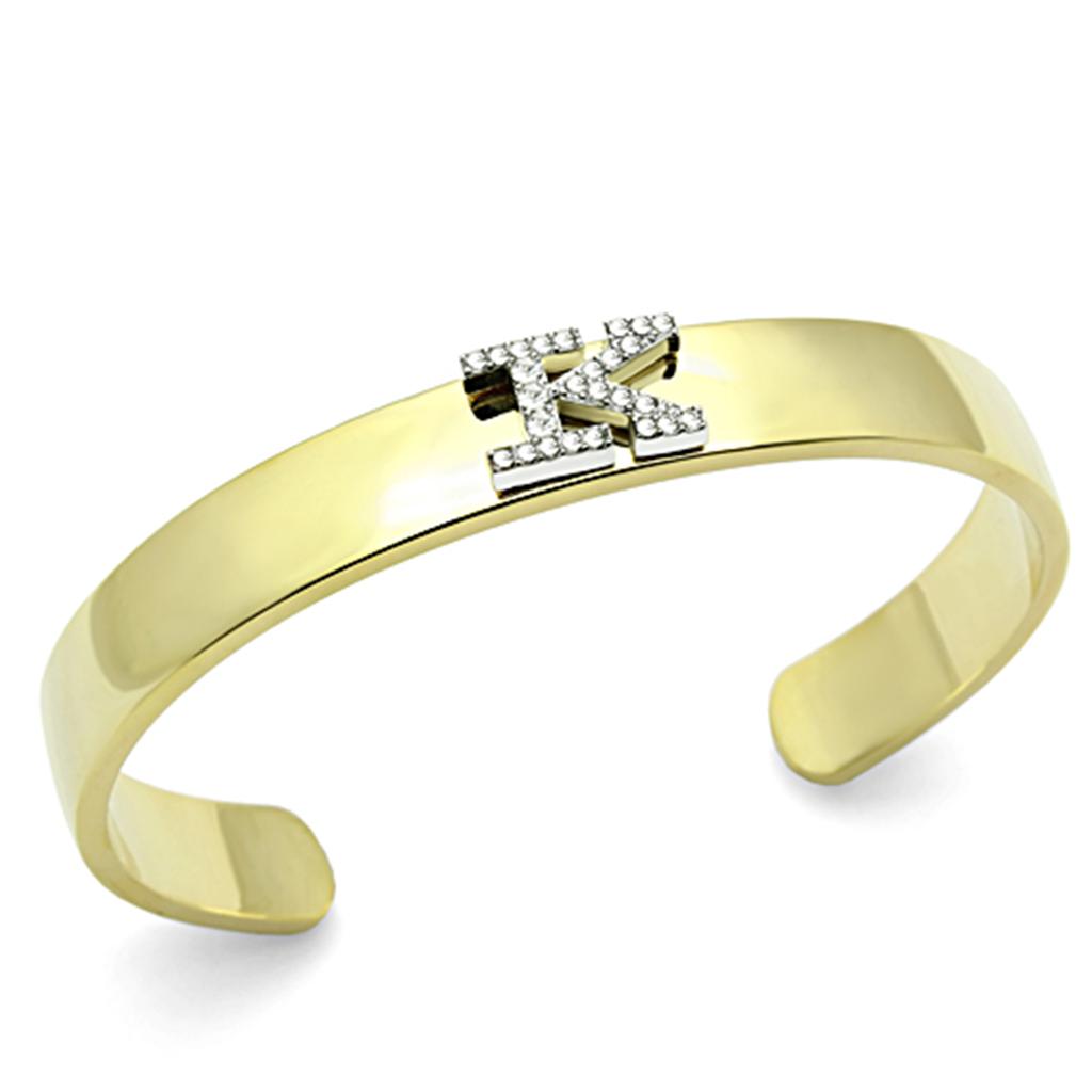 Alamode Gold+Rhodium White Metal Bangle with Top Grade Crystal in Clear