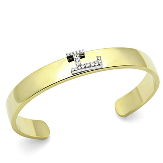 Alamode Gold+Rhodium White Metal Bangle with Top Grade Crystal in Clear