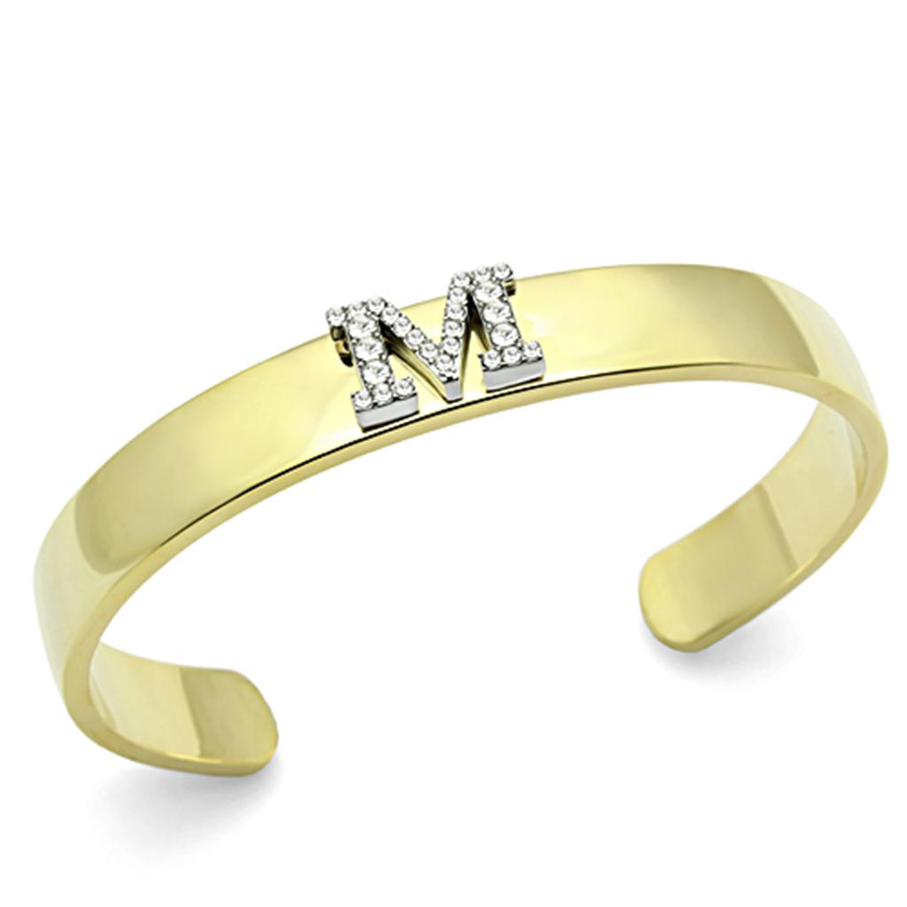 Alamode Gold+Rhodium White Metal Bangle with Top Grade Crystal in Clear