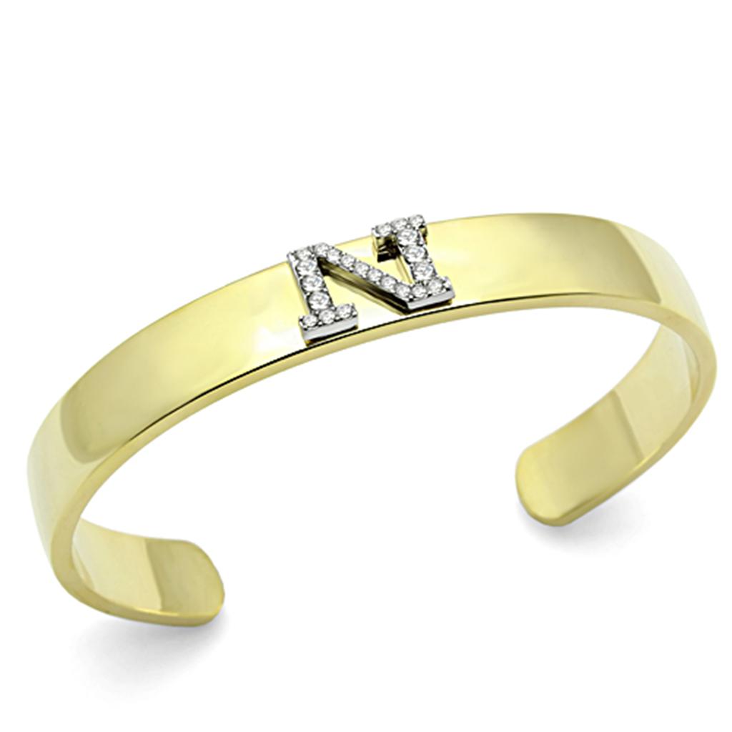 Alamode Gold+Rhodium White Metal Bangle with Top Grade Crystal in Clear